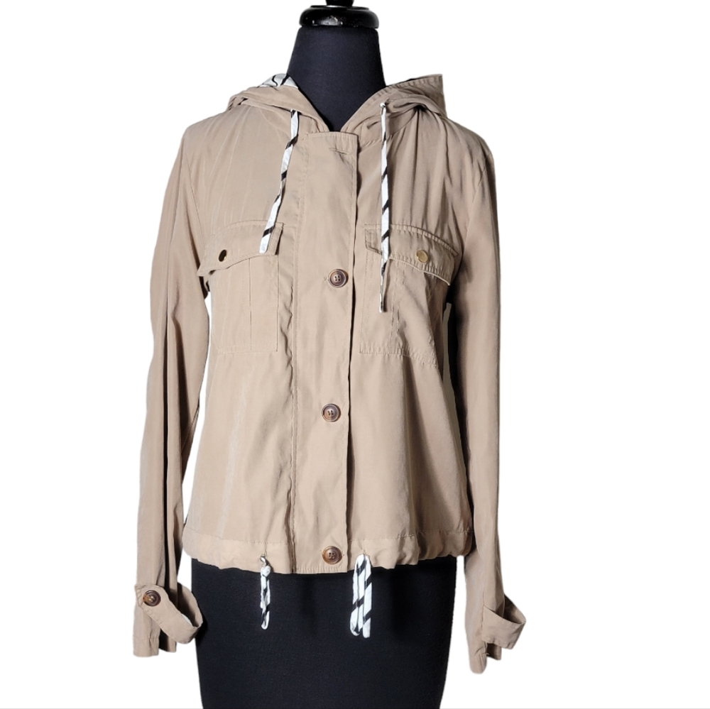 Day To Day by Blu Pepper tan lightweight hooded utility jacket size small casual